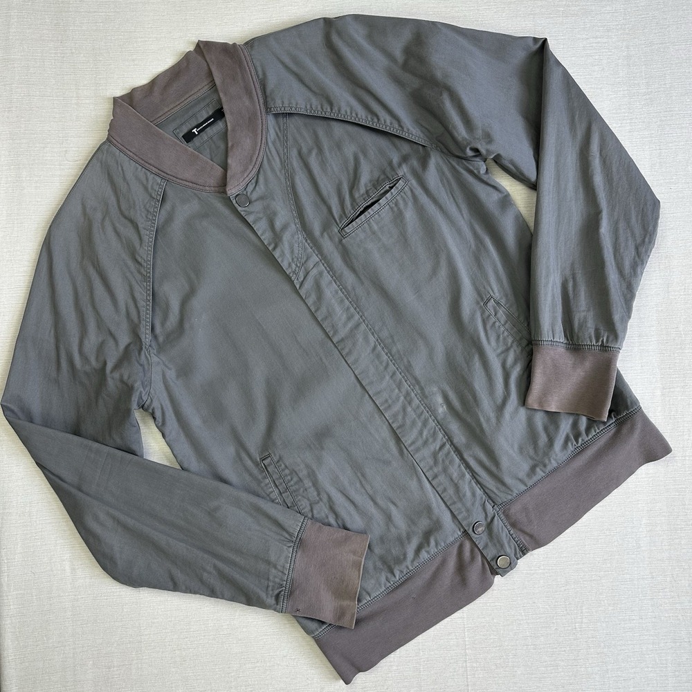 T Alexander Wang Bomber Jacket Military Pilot Men Small Gray Beige Oversized